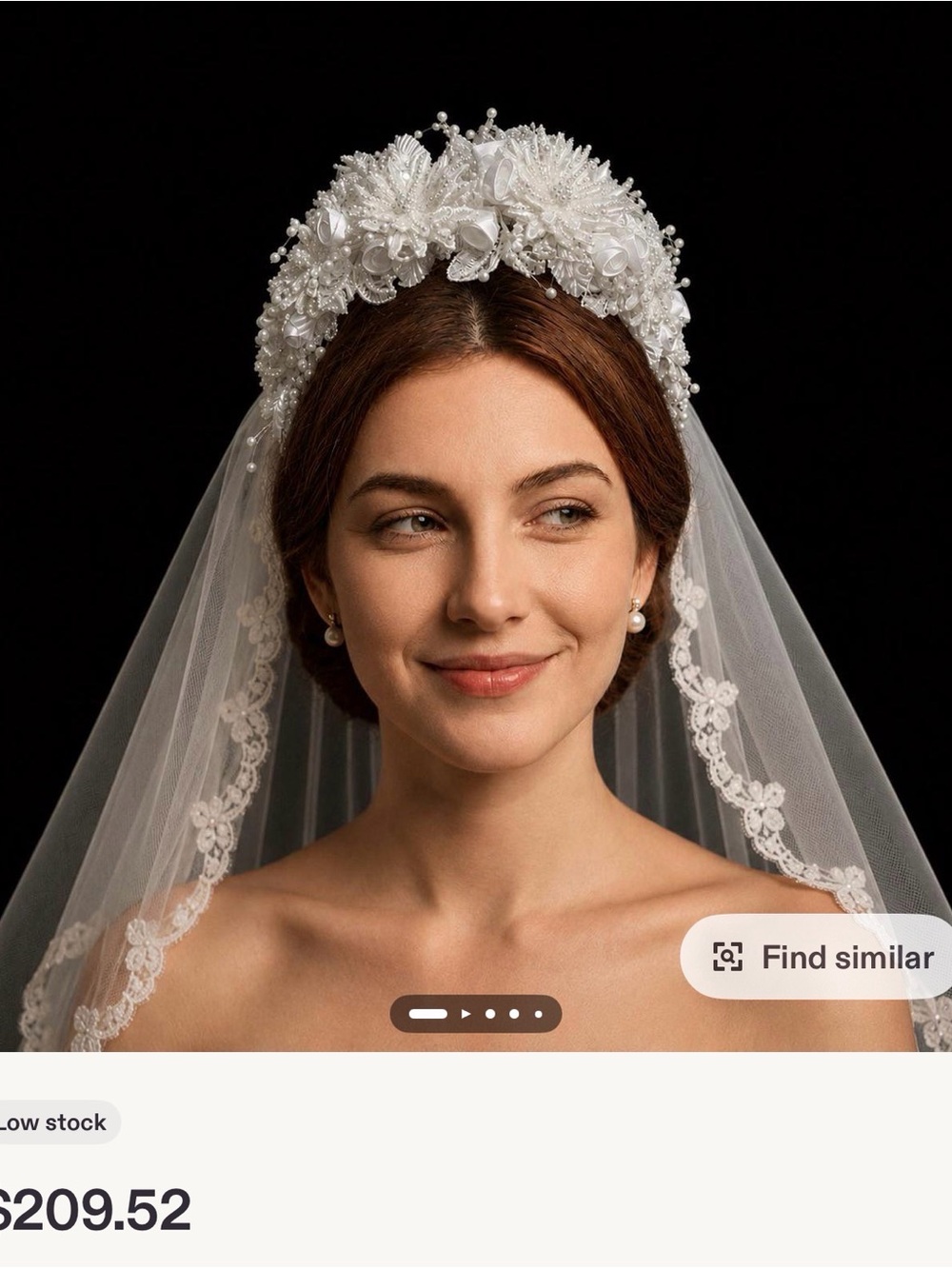 Bridal Pearl & Floral Headband/Headpiece - White